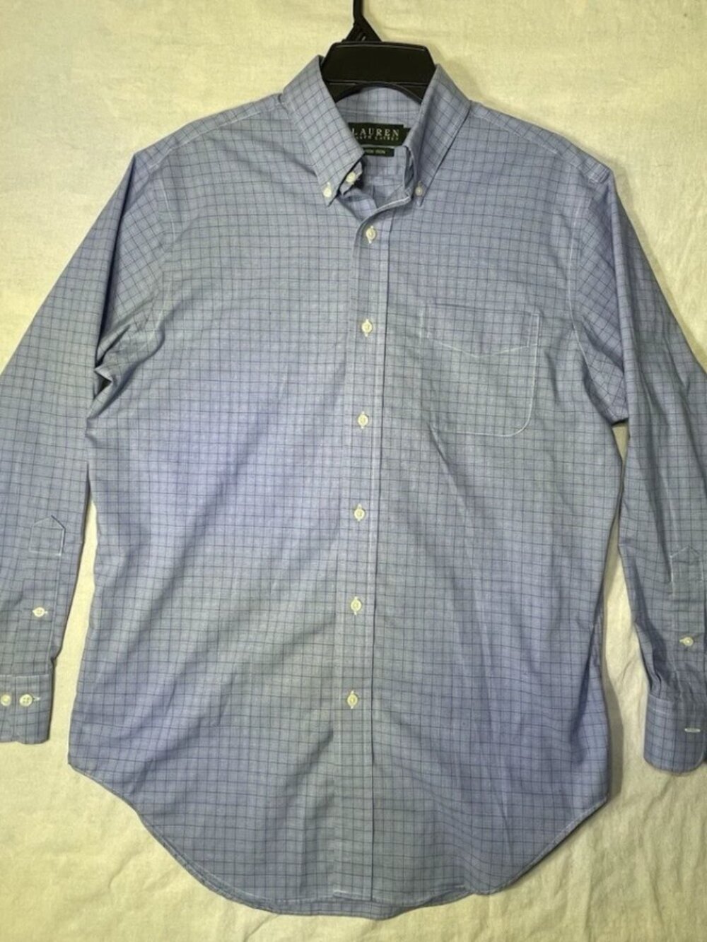 Lauren Ralph Lauren Non Iron Blue Button Down Shirt Mens 15.5 32/33 Excellent